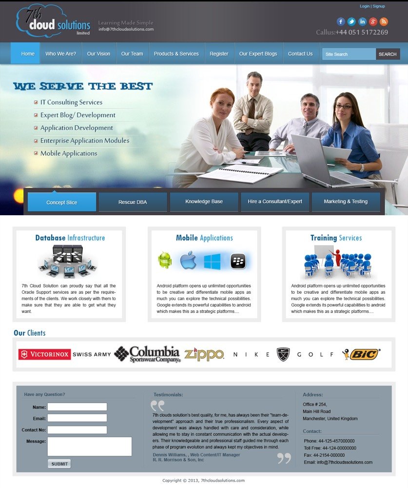 7th Cloud Solutions website, 2013