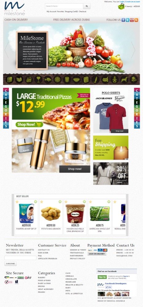 Milestone Mart website, 2013